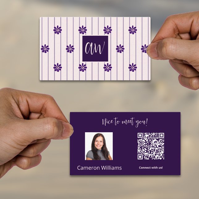 Carte De Visite Initiales Nice à vous rencontrer! Connectez-Vous A (Créateur téléchargé)
