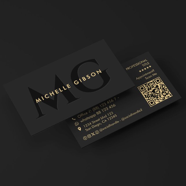 Carte De Visite Initiales noires minimales Consultant Professionne (Minimal Black Initials Consulting Professional Business Card
)