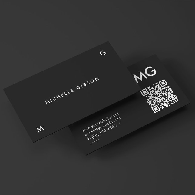 Carte De Visite Initiales professionnelles minimales en noir simpl (Minimal Simple Black Professional Initials Business Card
)
