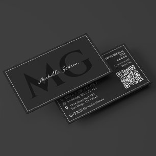 Carte De Visite Initiales Professionnelles Minimales Noir Réseau