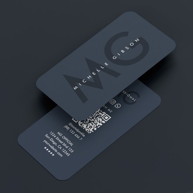 Carte De Visite Initiales professionnelles minimes au charbon mode (Minimal Professional Charcoal Initials Modern Business Card
)