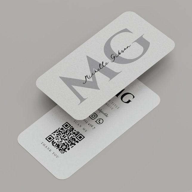 Carte De Visite Initiales professionnelles minimes en gris clair (Minimal Light Grey Professional Initials Modern Business Card
)