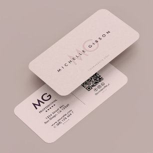 Carte De Visite Initiales professionnelles Moderne esthétique rose