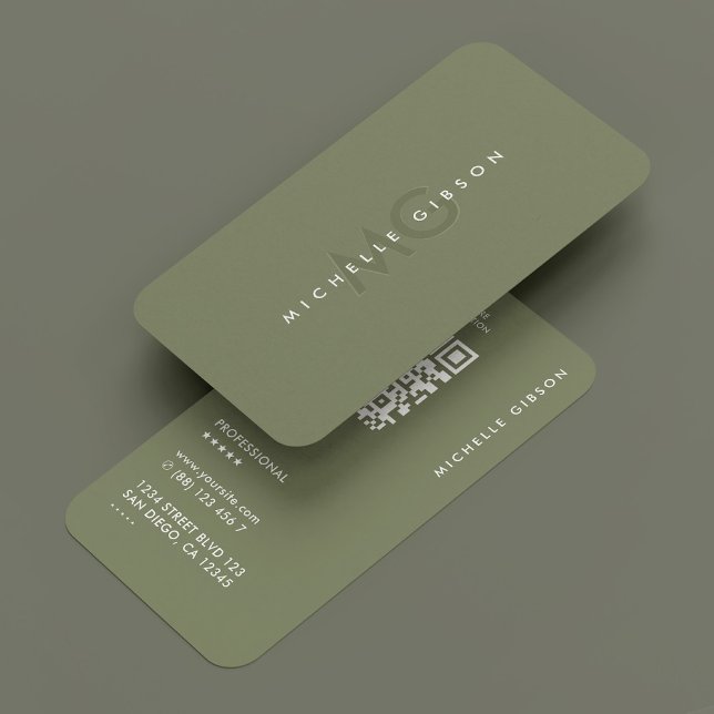 Carte De Visite Initiales Sage Minimales Simples Modernes Professi (Minimal Simple Modern Professional Initials Sage Business Card
)