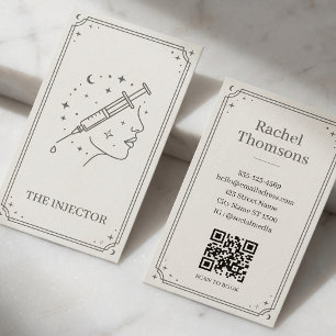 Carte De Visite Injecteur Tarot Céleste Ivoire QR Minimaliste