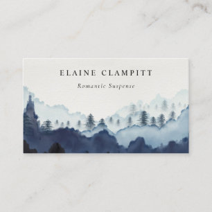 Carte De Visite Ink Blue Navy Pine Woods Mountain Mariage Website