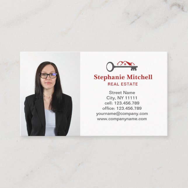 Carte De Visite Insérer une photo Réaliseur immobilier Clé Maison  (Devant)