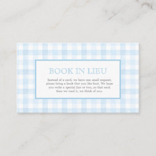 Carte De Visite Insert de livre à motif Gingham bleu Prépa