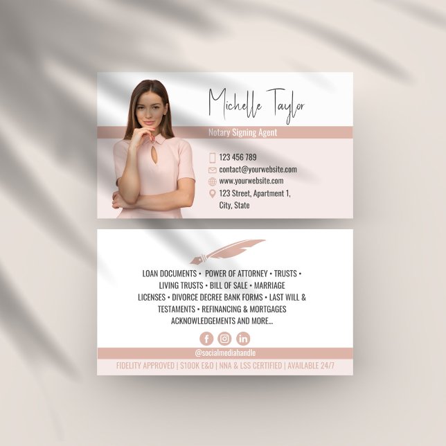 Carte De Visite Insertion moderne Photo Notaire Signature Agent Pr (Créateur téléchargé)