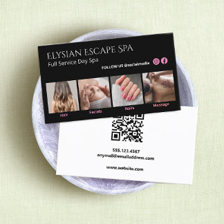 Carte De Visite Instagram Black Photo Social Media QR Code