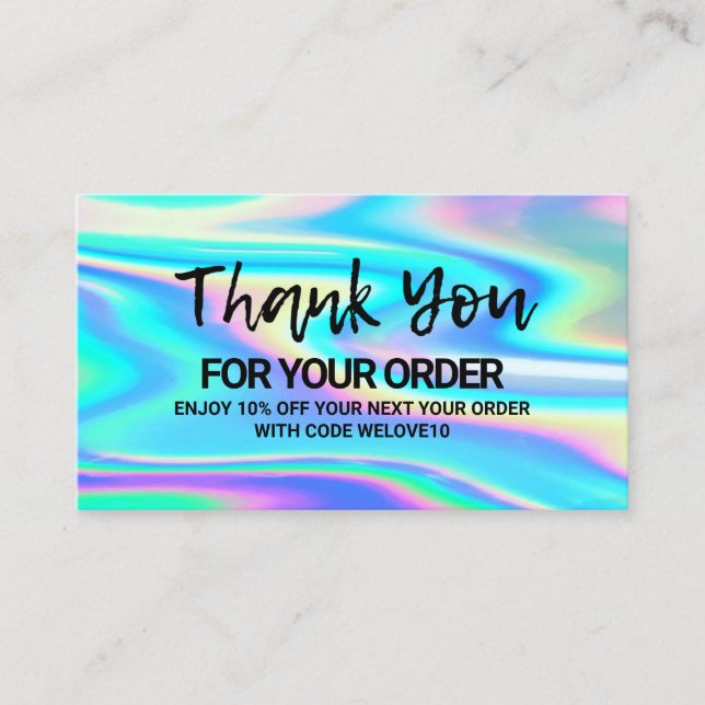 Carte De Visite Instagram couleur Holo Merci tendance Remise (Devant)