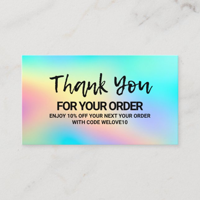 Carte De Visite Instagram couleur Holo Merci tendance Remise (Devant)