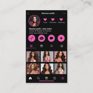 Carte De Visite Instagram Dark Thème QR Code 7 Photo Médias sociau