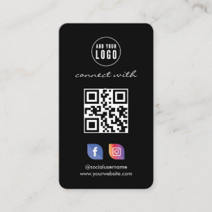 Carte De Visite Instagram Facebook QR Code, Social Media noir Busi