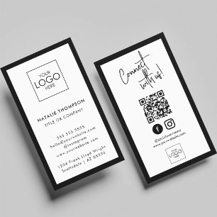 Carte De Visite Instagram Facebook Social Media Minimaliste QR Cod
