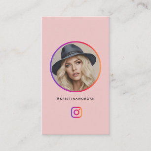 Carte De Visite Instagram Grille Photo Suivre profil rose pâle