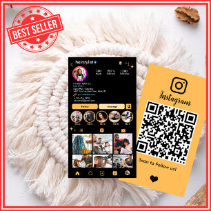 Carte De Visite Instagram Hair Stylist Peach QR Code Social Media