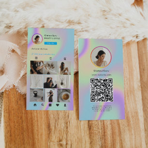 Carte De Visite Instagram Holographic QR Code 10 Grille photo