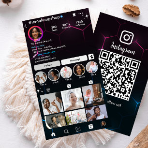 Carte De Visite Instagram Influencer Black QR Code Social Media