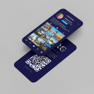 Carte De Visite Instagram moderne Realtor Midnight Blue Monogram