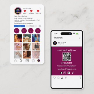 Carte de visite Instagram personnalisée | QR des m