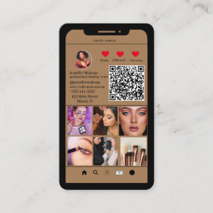 Carte De Visite Instagram Photo Grid Moderne Code QR Maquillage Ar