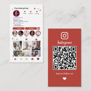 Carte De Visite Instagram QR Code brûlé médias sociaux orange