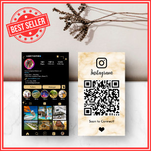 Carte de visite Instagram QR en marbre d'agate jau