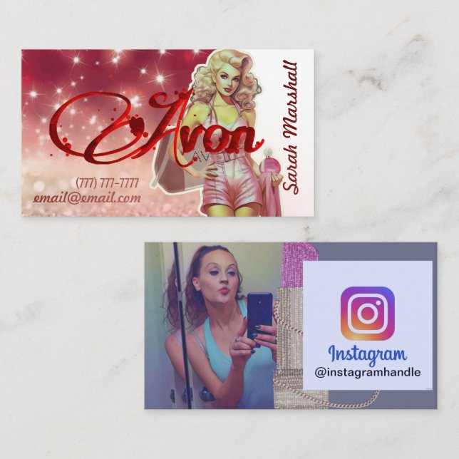 Carte de visite Instagram représentant Avon (Devant / Derrière)