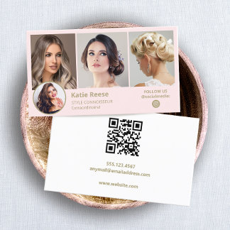 Carte De Visite Instagram rose 3 Photo Médias sociaux QR