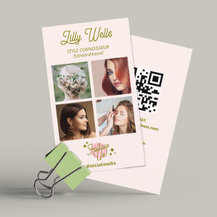 Carte De Visite Instagram rose 4 Photo Médias sociaux, Code QR