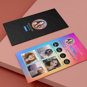 Carte De Visite Instagram Social Follow Me Grille Photo Rainbow