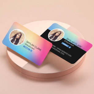 Carte De Visite Instagram Social Follow Me Photo Colorée Gradient