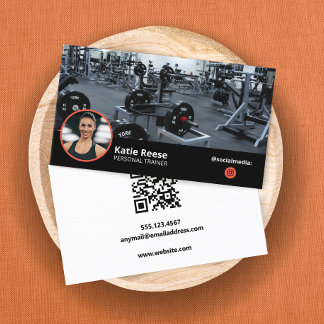 Carte De Visite Instagram Social Media Black Photo QR