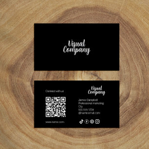 Carte De Visite Instagram Suivez-Nous Qr Code rose Script moderne