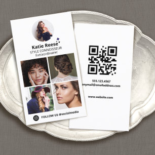 Carte De Visite Instagram White 4 Photo Social Media, Suivez-Nous
