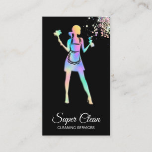 Carte De Visite Installation de nettoyage de domestique holographi