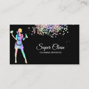 Carte De Visite Installation de nettoyage de domestique holographi