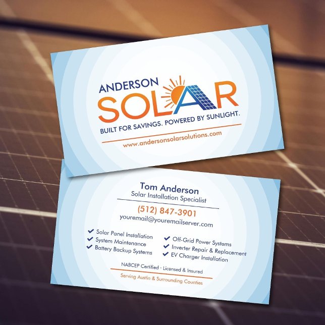 Carte De Visite Installation de panneaux solaires professionnels m (Créateur téléchargé)