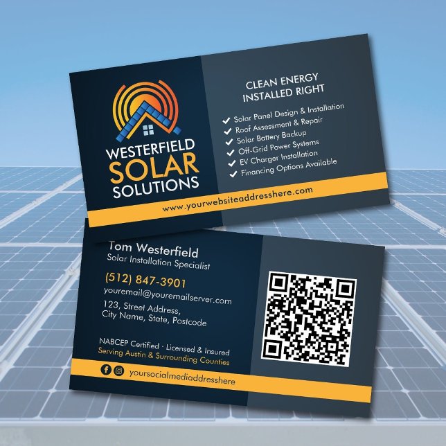 Carte De Visite Installation de panneaux solaires professionnels m (Créateur téléchargé)