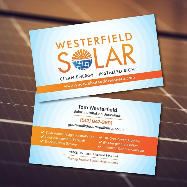 Carte De Visite Installation de panneaux solaires professionnels m (Créateur téléchargé)