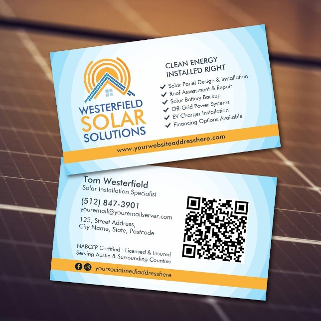 Carte De Visite Installation de panneaux solaires professionnels m (Créateur téléchargé)