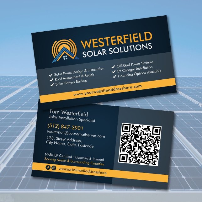 Carte De Visite Installation de panneaux solaires professionnels m (Créateur téléchargé)