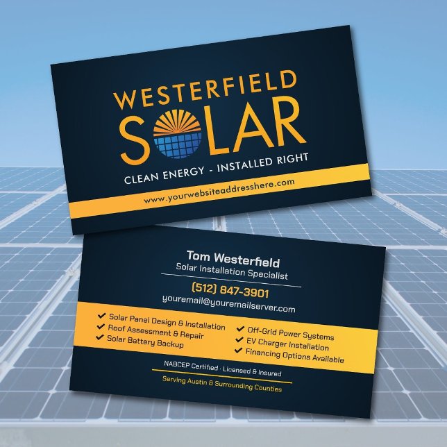 Carte De Visite Installation de panneaux solaires professionnels m (Créateur téléchargé)