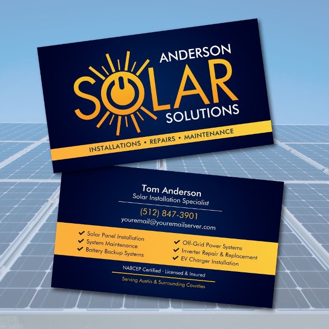 Carte De Visite Installation de panneaux solaires professionnels m (Créateur téléchargé)