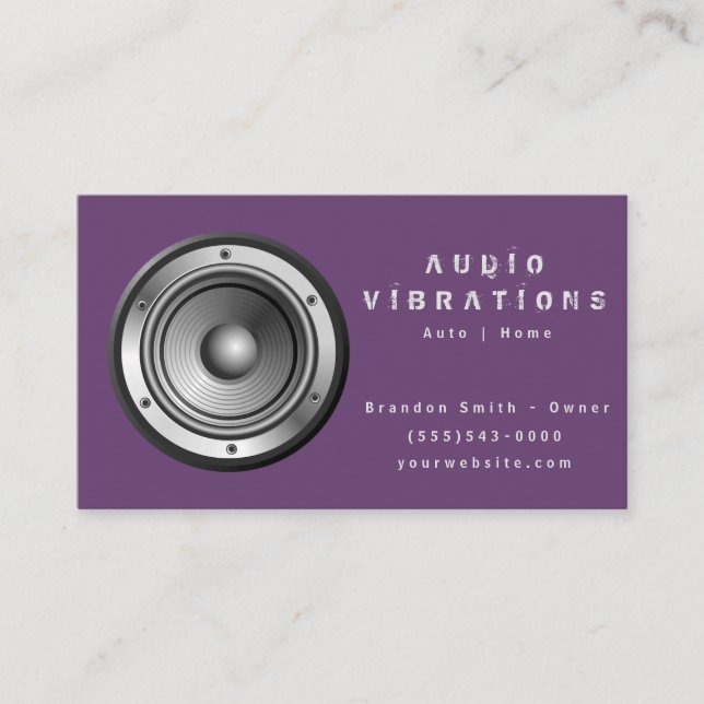 Carte De Visite Installation stéréo violette audio (Devant)