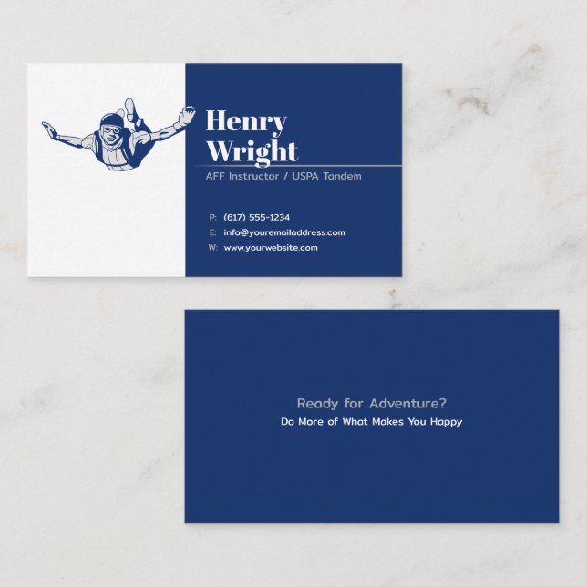 Carte De Visite Instructeur AFF | Tandem USPA | Skydive (Devant / Derrière)