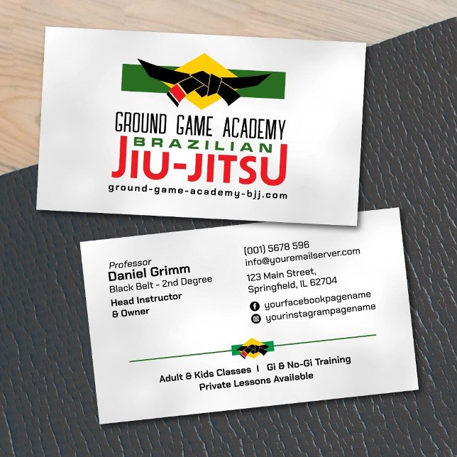 Carte De Visite Instructeur brésilien de l'Académie Jiu-Jitsu (Créateur téléchargé)