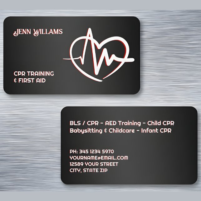 Carte De Visite Instructeur CPR noir (CPR Instructor Black Business Cards)