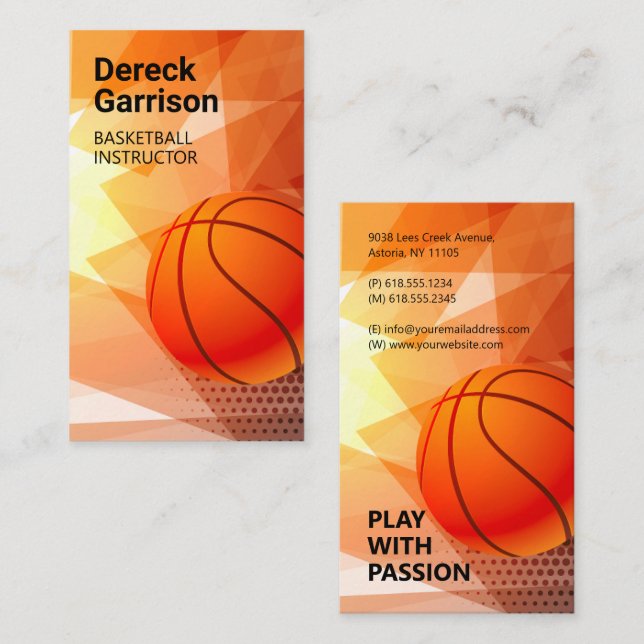 Carte De Visite Instructeur de basket-ball | Coach | Formateur (Devant / Derrière)